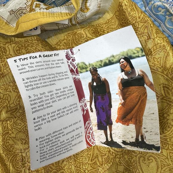 Darn Good Yarn Reversible Sari Silk Wrap Skirt Boho Festival Maxi One Size - Picture 7 of 9